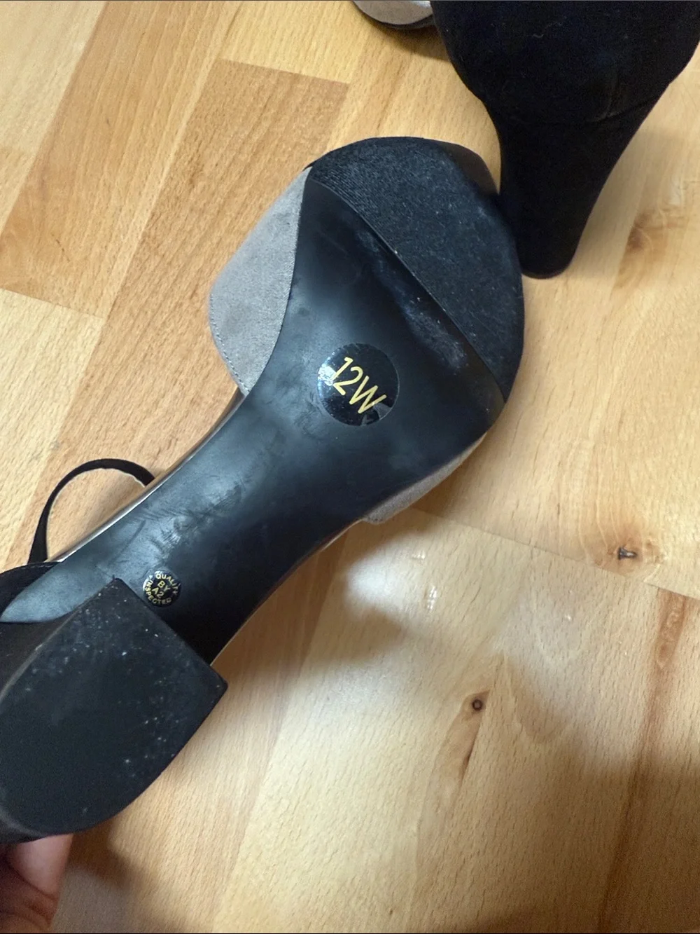 Liz Claiborne Black and Gray Pointed D'Orsay Ankle Strap Heels